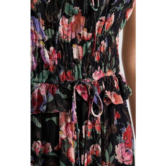 PAIGE Paradis Black Multi Floral Silk Ruffle Midi Maxi Dress SizeSmall $429 - Picture 11 of 16